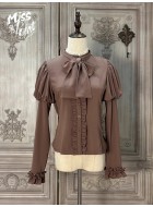 Miss Point Classic Chocolate Juliet Sleeve Blouse(Reservation/4 Colours/Full Payment Without Shipping)